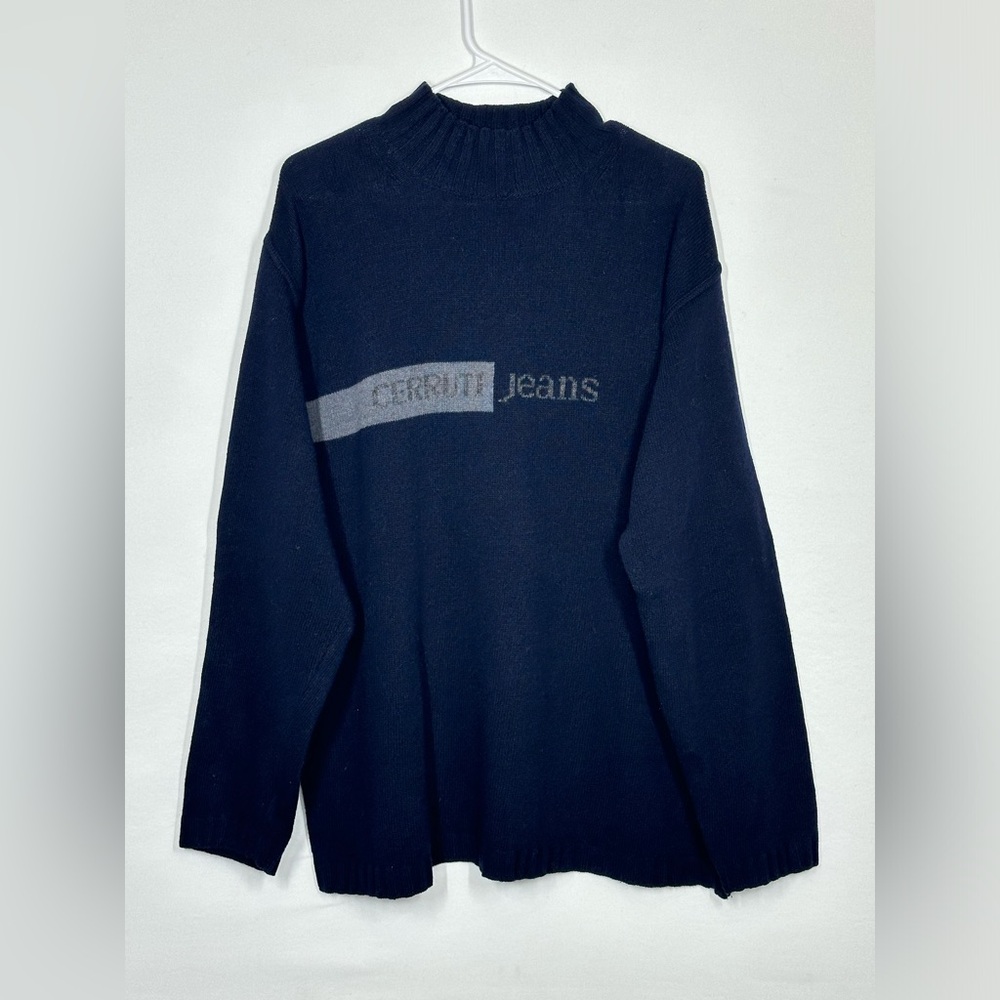 #2638 Italy Cerruti Jeans Navy 80% LANA WOOL Men's Sweater SIZE XL